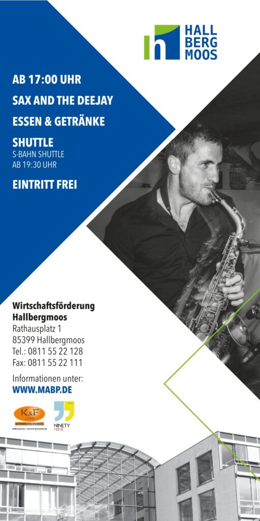 After Work Party im MABP: Neben Drinks und Snacks wird sorgt der Liveauftritt von Sax & The Deejay für gute Stimmung.